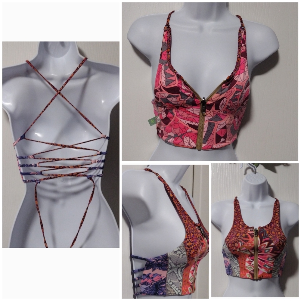 🆕 Maaji reversible zip up swim crop top